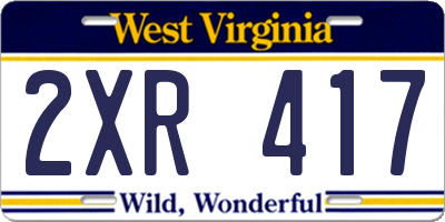 WV license plate 2XR417