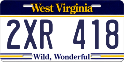 WV license plate 2XR418