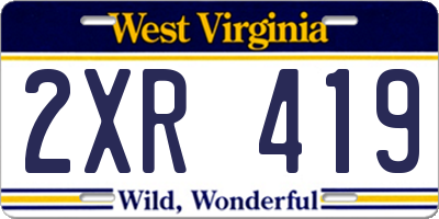 WV license plate 2XR419