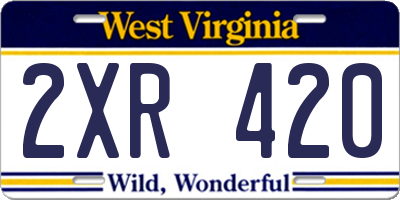 WV license plate 2XR420