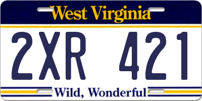 WV license plate 2XR421