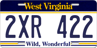 WV license plate 2XR422