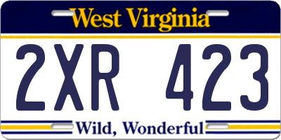WV license plate 2XR423