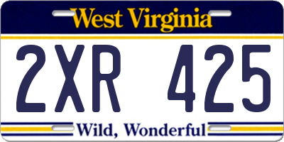 WV license plate 2XR425