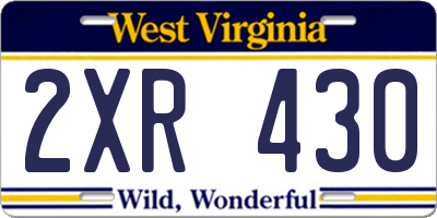 WV license plate 2XR430