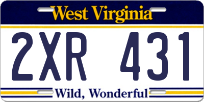 WV license plate 2XR431