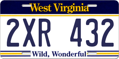 WV license plate 2XR432