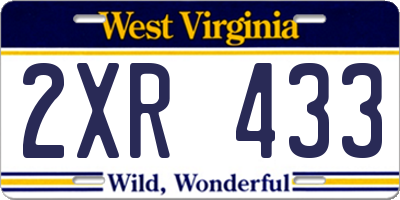 WV license plate 2XR433
