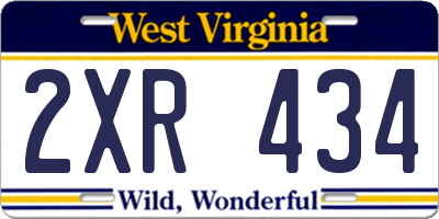 WV license plate 2XR434