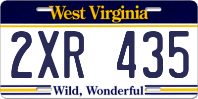 WV license plate 2XR435