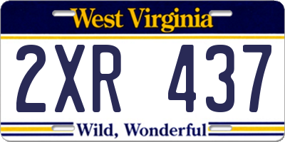 WV license plate 2XR437