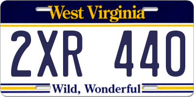 WV license plate 2XR440