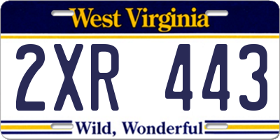 WV license plate 2XR443