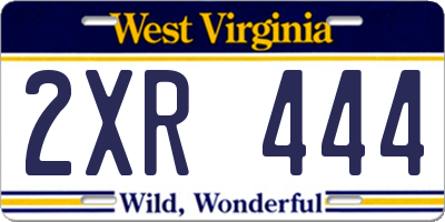WV license plate 2XR444