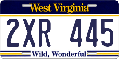 WV license plate 2XR445