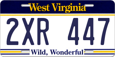 WV license plate 2XR447