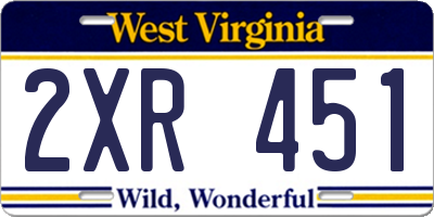 WV license plate 2XR451