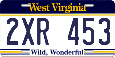 WV license plate 2XR453