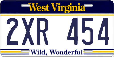 WV license plate 2XR454