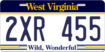 WV license plate 2XR455