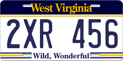 WV license plate 2XR456