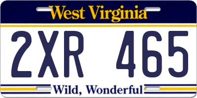 WV license plate 2XR465