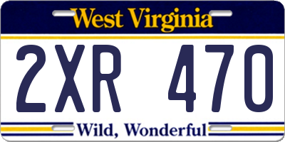 WV license plate 2XR470