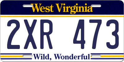 WV license plate 2XR473