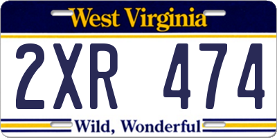 WV license plate 2XR474