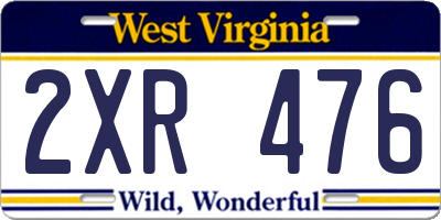 WV license plate 2XR476
