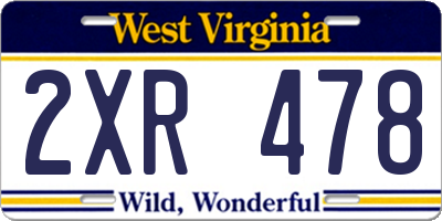 WV license plate 2XR478