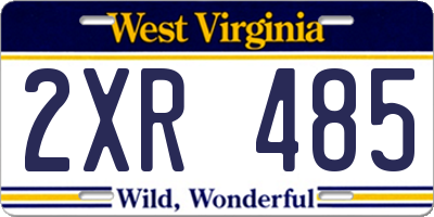 WV license plate 2XR485