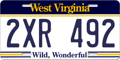 WV license plate 2XR492