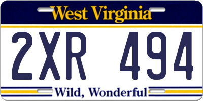 WV license plate 2XR494