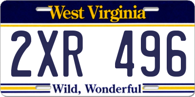 WV license plate 2XR496