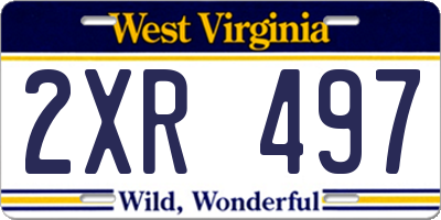 WV license plate 2XR497