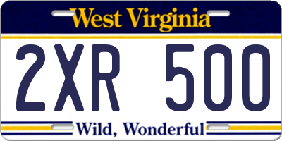 WV license plate 2XR500