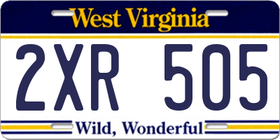 WV license plate 2XR505