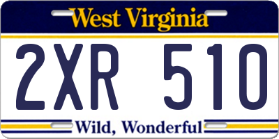 WV license plate 2XR510