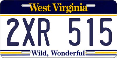 WV license plate 2XR515