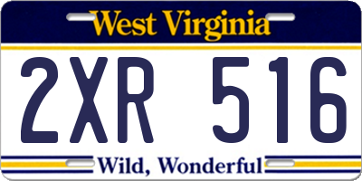 WV license plate 2XR516