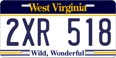 WV license plate 2XR518
