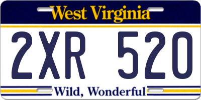 WV license plate 2XR520