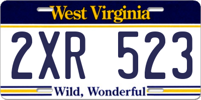 WV license plate 2XR523