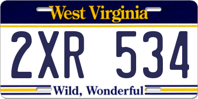 WV license plate 2XR534
