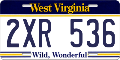 WV license plate 2XR536