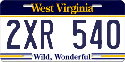 WV license plate 2XR540