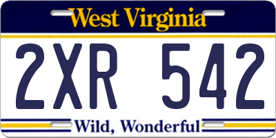 WV license plate 2XR542