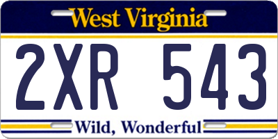 WV license plate 2XR543
