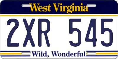 WV license plate 2XR545